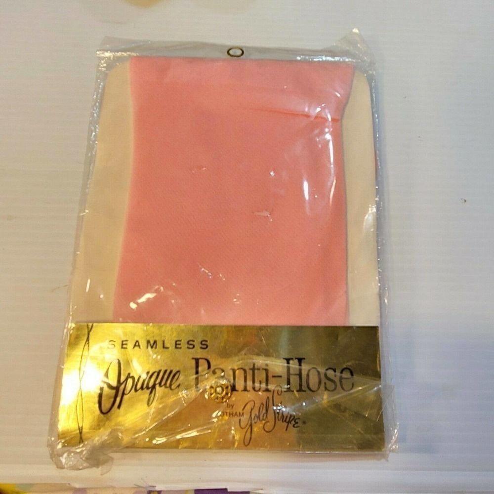 NEW Vintage Gotham Gold Stripe Panti-Hose Pink